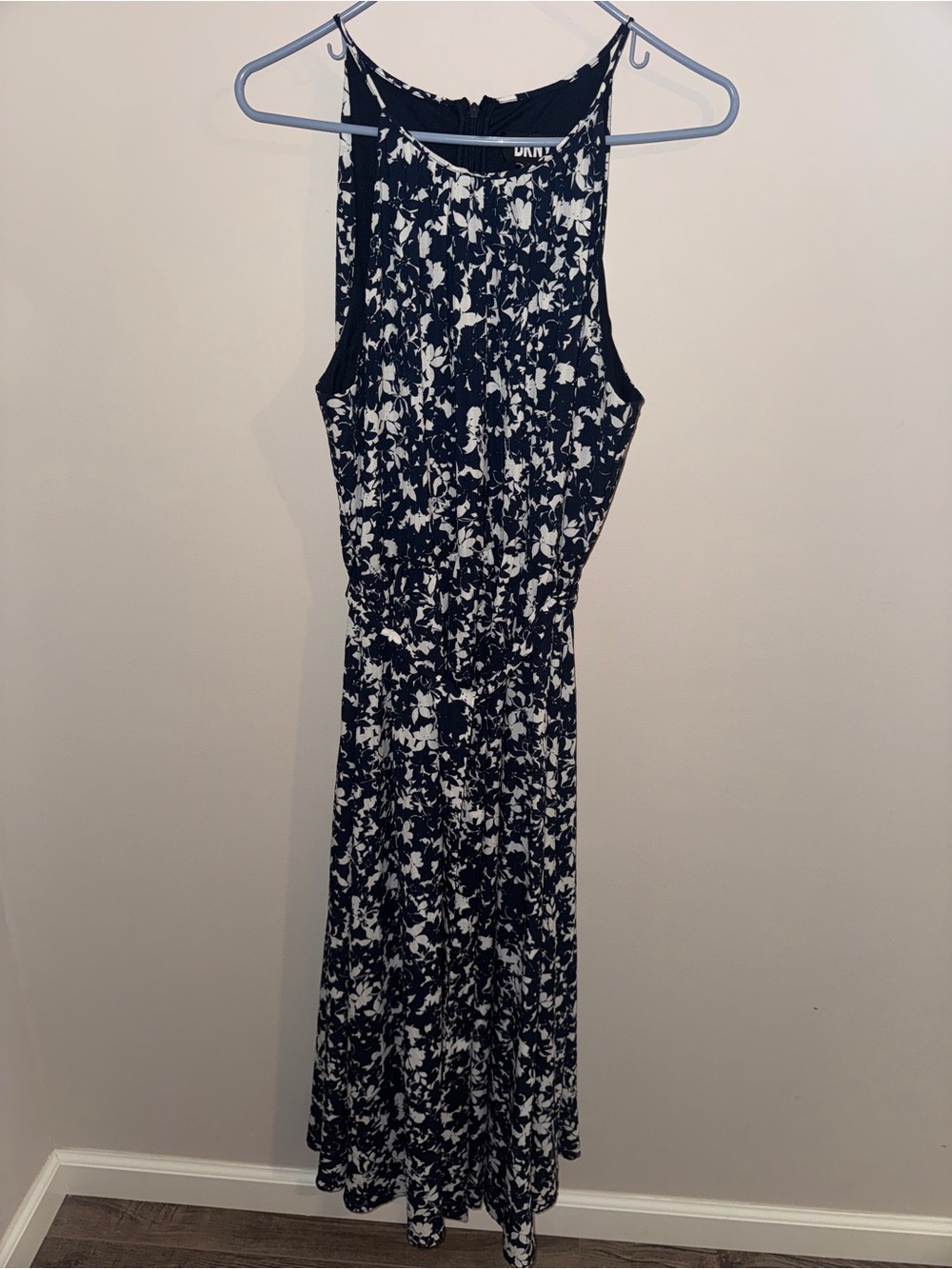 DKNY Black and White Floral Maxi Dress